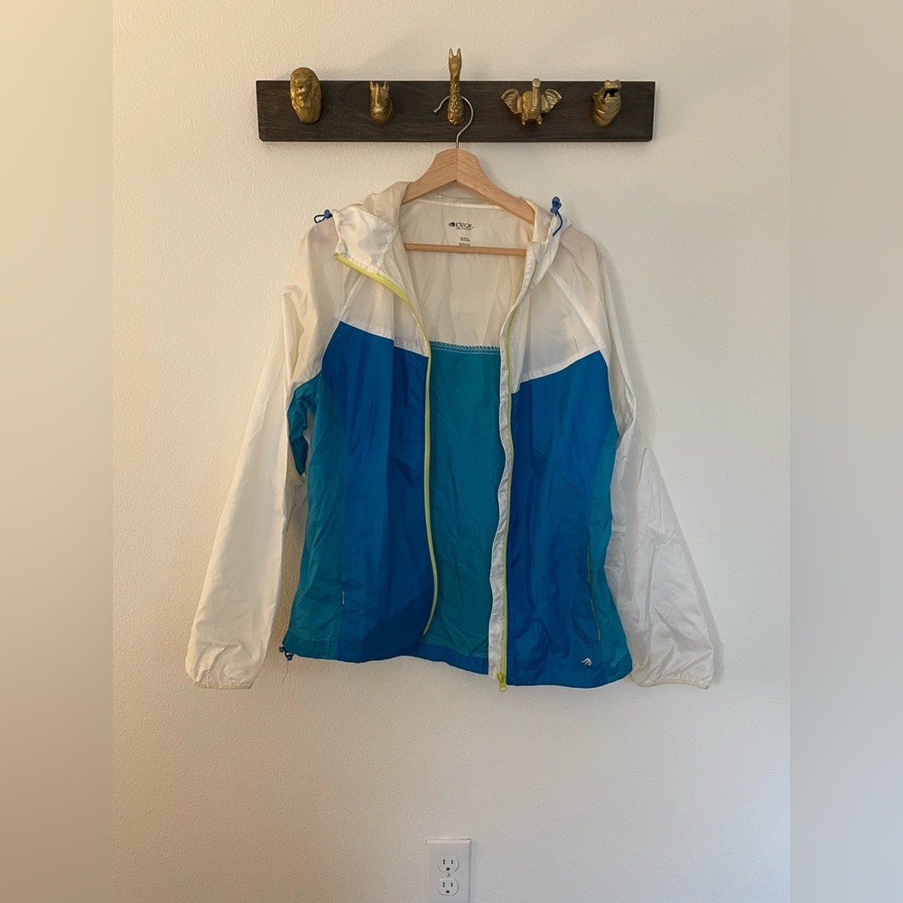 Blue and White Windbreaker